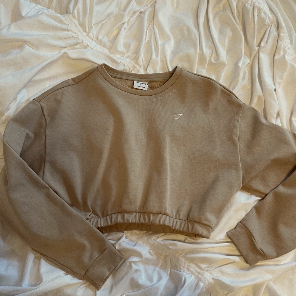 Gymshark Whitney Simmons Tan Cropped Sweatshirt (Size Small)